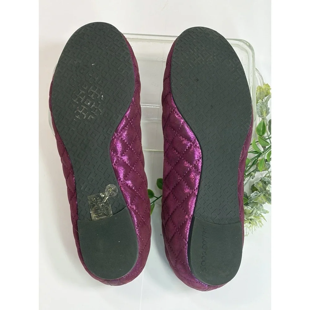 Tory Burch Metallic Pink Quilted Ballet Flats Womens Size 9